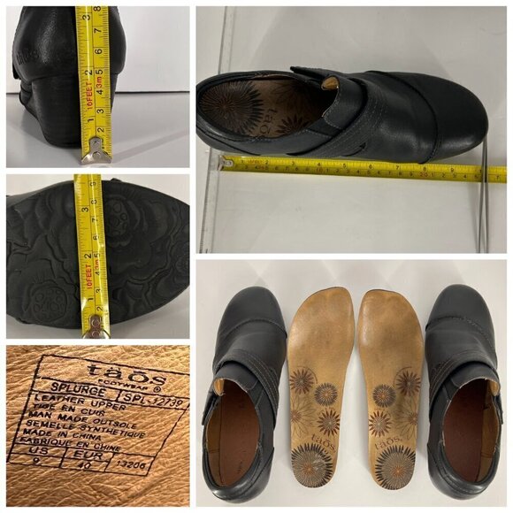 Taos Splurge Black Leather Mary Jane Wedge Casual Heeled Shoe Sz 9 - Picture 14 of 15